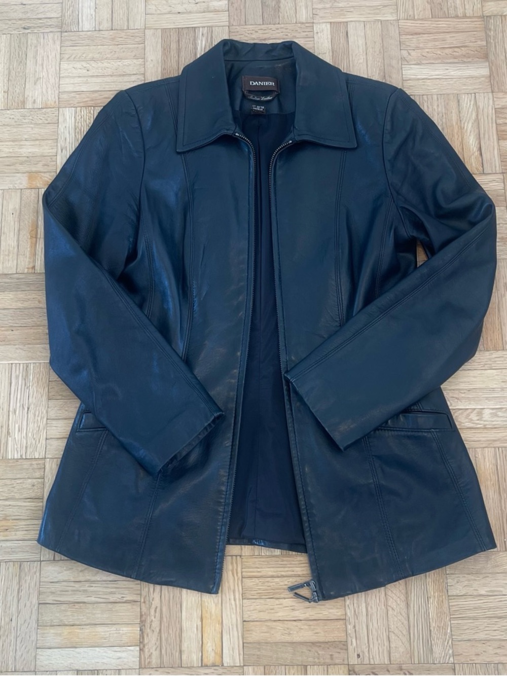 Danier Black Leather Zip-Up Jacket